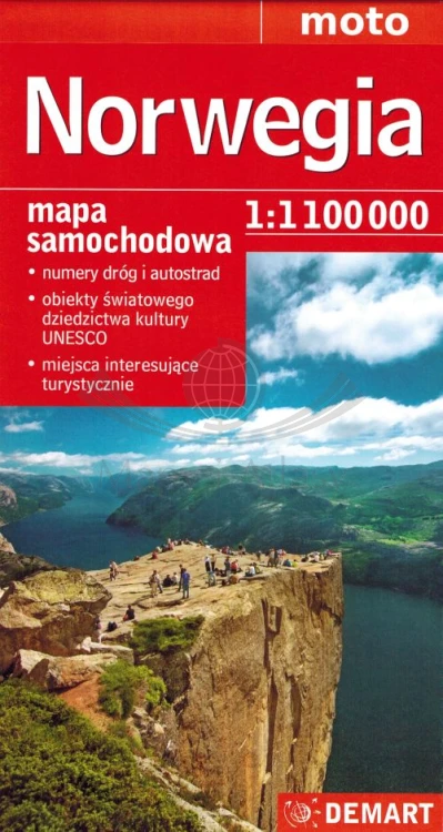 Norwegia 1:1 100 000. Mapa samochodowa wydawnictwa Demart. Okładka