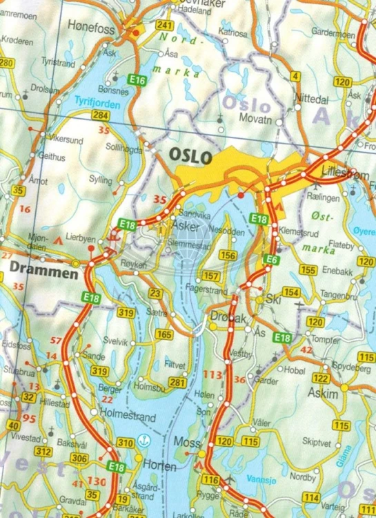 Norwegia 1:1 100 000. Mapa samochodowa wydawnictwa Demart. Fragment 4