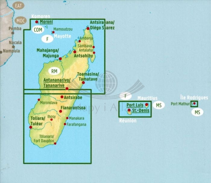 Madagaskar 1:1 000 000. Mapa samochodowo-turystyczna wydawnictwa Freytag & Berndt. Zasięg