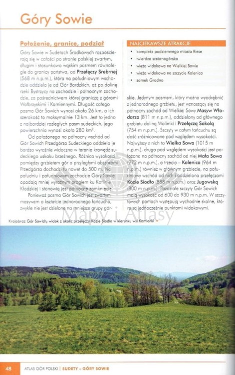 Atlas Gór Polski. Od Gór Izerskich po Bieszczady. Przewodnik wydawnictwa SBM. Przykładowa strona 1