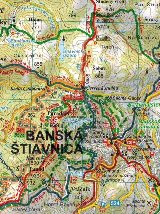 Góry Szczawnickie / Stiavnicke Vrchy. Mapa turystyczna 5026 wydawnictwa Tatra Plan. Fragment 2