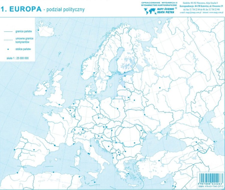 Europa. Mapy konturowe-bloczki. Mapa 1