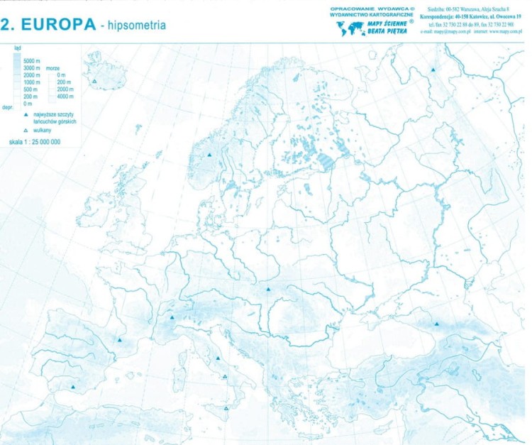 Europa. Mapy konturowe-bloczki. Mapa 2