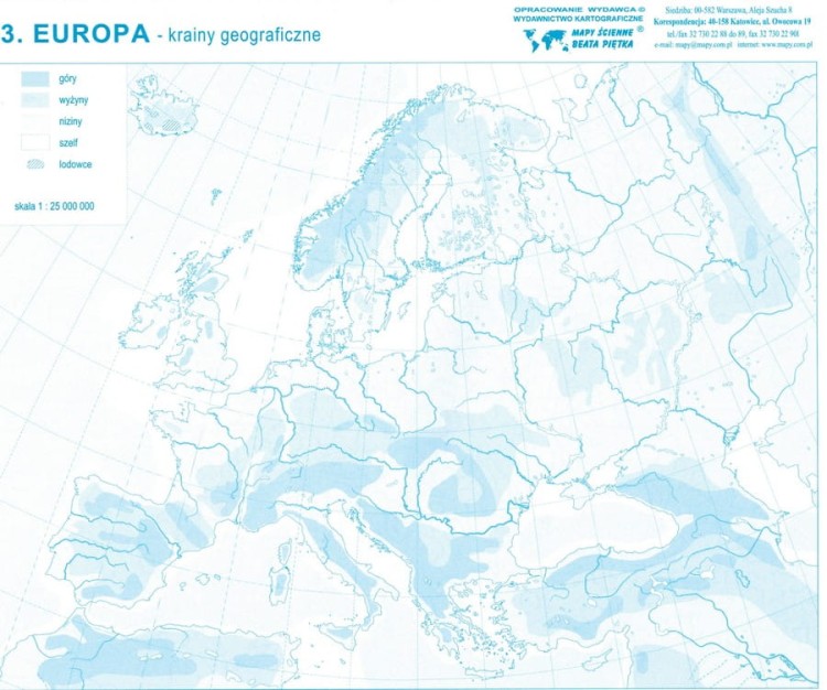 Europa. Mapy konturowe-bloczki. Mapa 3