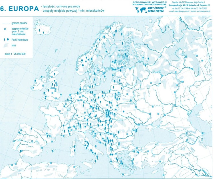 Europa. Mapy konturowe-bloczki. Mapa 6