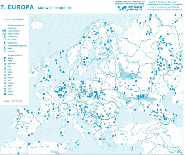 Europa. Mapy konturowe-bloczki. Mapa 7