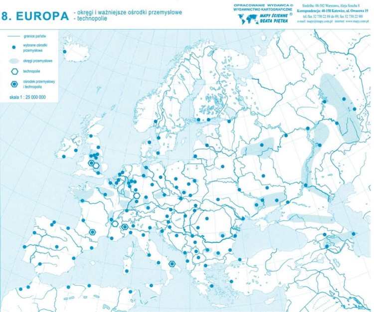 Europa. Mapy konturowe-bloczki. Mapa 8