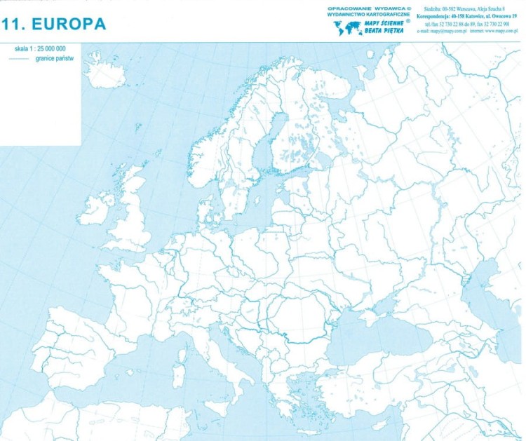 Europa. Mapy konturowe-bloczki. Mapa 11