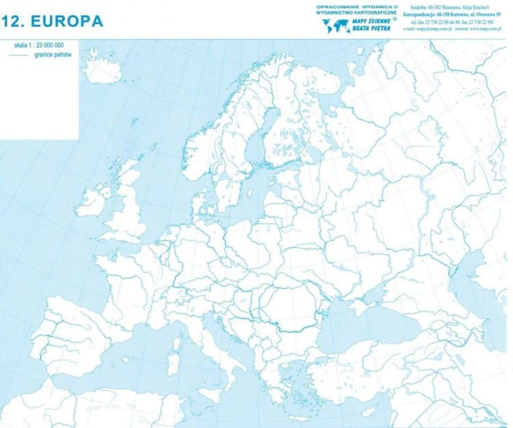 Europa. Mapy konturowe-bloczki. Mapa 12