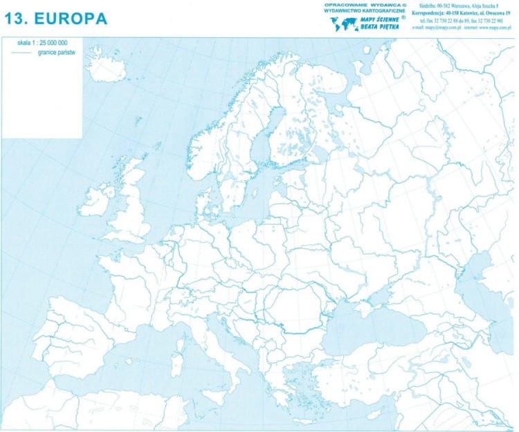Europa. Mapy konturowe-bloczki. Mapa 13