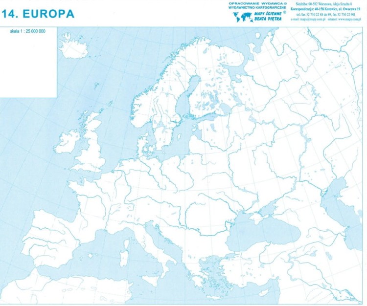 Europa. Mapy konturowe-bloczki. Mapa 14