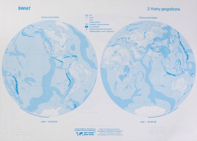 Świat. Mapy konturowe- bloczki. Mapa 2