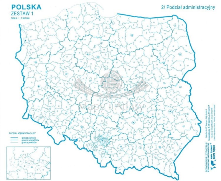 Polska. Mapy konturowe-bloczki. Zestaw 1. Mapa 2