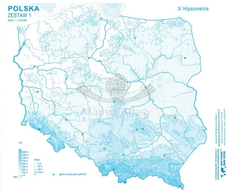 Polska. Mapy konturowe-bloczki. Zestaw 1. Mapa 3