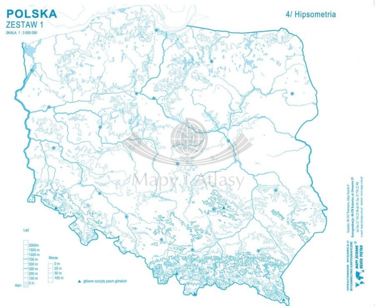 Polska. Mapy konturowe-bloczki. Zestaw 1. Mapa 4