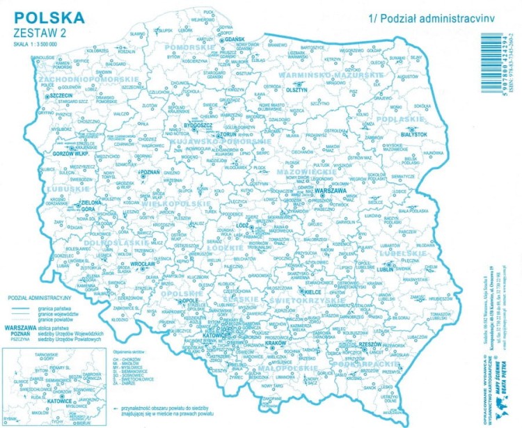 Polska. Mapy konturowe-bloczki. Zestaw 2. Mapa 1