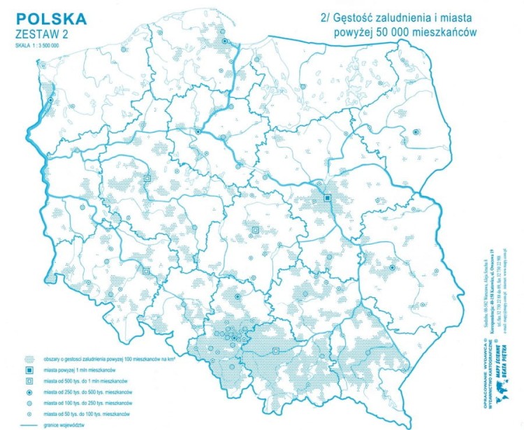 Polska. Mapy konturowe-bloczki. Zestaw 2. Mapa 2