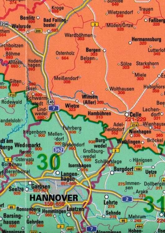 Niemcy 1:1 000 000. Mapa składana kodowa wydawnictwa Piętka. Fragment 4