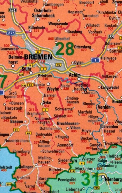 Niemcy 1:1 000 000. Mapa składana kodowa wydawnictwa Piętka. Fragment 5
