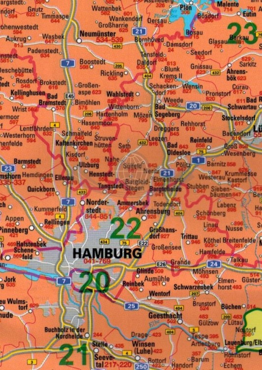 Niemcy 1:1 000 000. Foliowana mapa składana kodowa wydawnictwa Piętka. Fragment 3