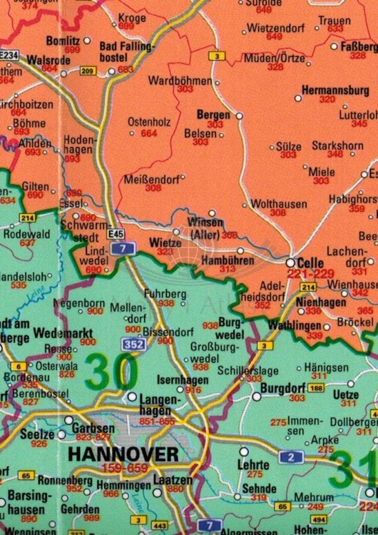 Niemcy 1:1 000 000. Foliowana mapa składana kodowa wydawnictwa Piętka. Fragment 4