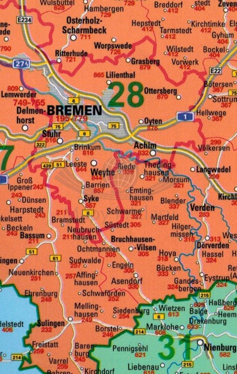 Niemcy 1:1 000 000. Foliowana mapa składana kodowa wydawnictwa Piętka. Fragment 5