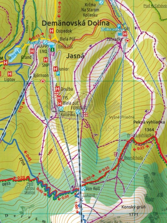 Niżne / Niskie Tatry. Chopok, Dumbier, Certovica. Mapa turystyczna 2505 wydawnictwa Tatra Plan. Fragment 1