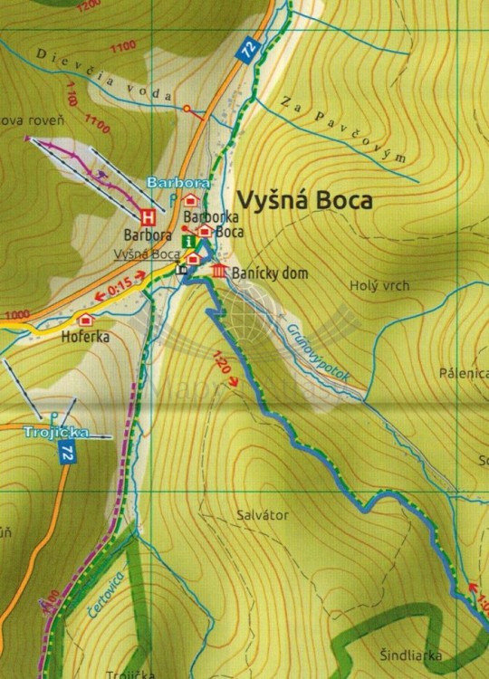 Niżne / Niskie Tatry. Chopok, Dumbier, Certovica. Mapa turystyczna 2505 wydawnictwa Tatra Plan. Fragment 2