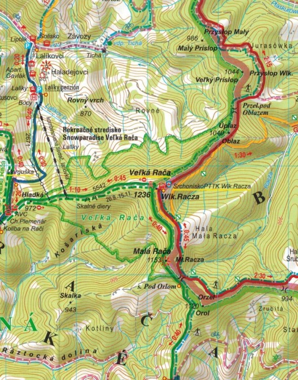 Kysuckie (Kisuckie) Beskidy / Kysucke Beskydy. Mapa turystyczna 5009 wydawnictwa Tatra Plan. Fragment 1