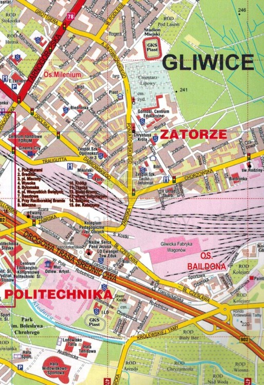 Województwo śląskie. Górny Śląsk i Zagłębie. Atlas samochodowy wydawnictwa Piętka. Przykładowy arkusz 1 - fragment