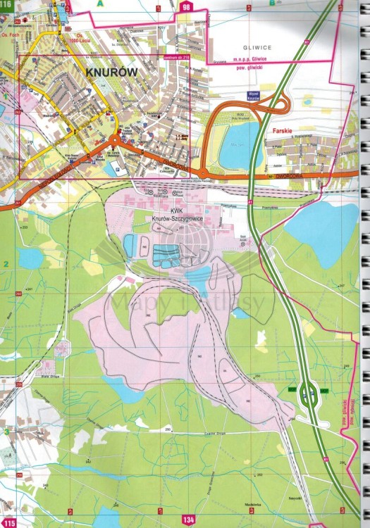 Województwo śląskie. Górny Śląsk i Zagłębie. Atlas samochodowy wydawnictwa Piętka. Przykładowy arkusz 3
