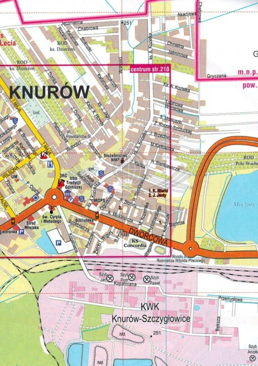 Województwo śląskie. Górny Śląsk i Zagłębie. Atlas samochodowy wydawnictwa Piętka. Przykładowy arkusz 3 - fragment