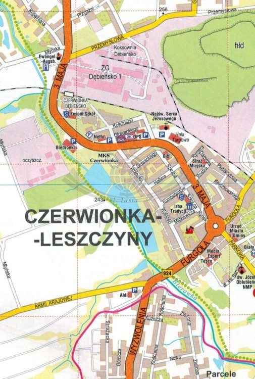 Województwo śląskie. Górny Śląsk i Zagłębie. Atlas samochodowy wydawnictwa Piętka. Przykładowy arkusz 4 - fragment