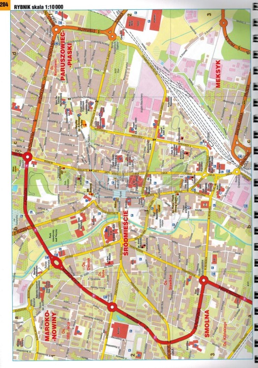 Województwo śląskie. Górny Śląsk i Zagłębie. Atlas samochodowy wydawnictwa Piętka. Przykładowy plan miasta 1