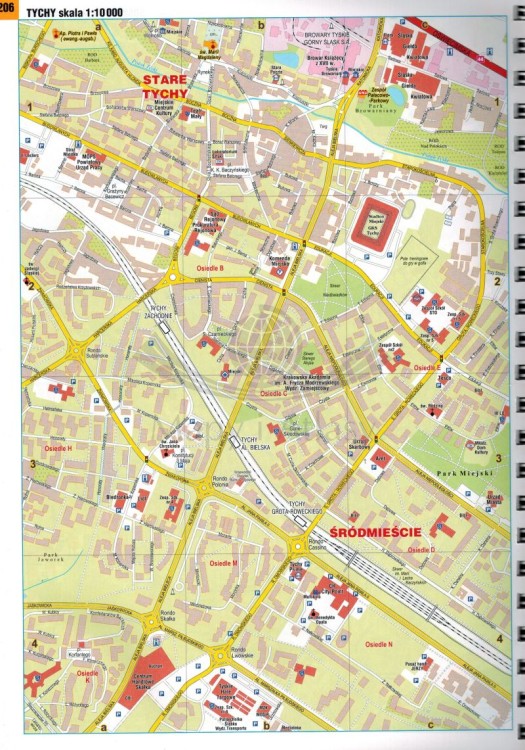 Województwo śląskie. Górny Śląsk i Zagłębie. Atlas samochodowy wydawnictwa Piętka. Przykładowy plan miasta 2