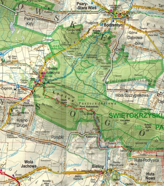 Góry Świętokrzyskie 1:75 000. Mapa turystyczna wydawnictwa ExpressMap. Fragment 2