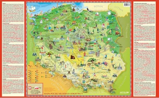 Polska Młodego Odkrywcy. Naklejka, mapa ścienna dla dzieci. Producent: ArtGlob