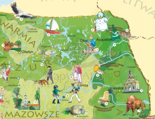Polska Młodego Odkrywcy. Naklejka XXL, mapa ścienna dla dzieci. Producent: ArtGlob. Fragment 1