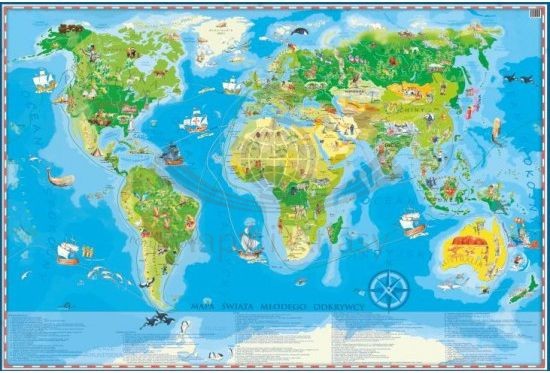 Świat Młodego Odkrywcy. Naklejka, mapa ścienna dla dzieci. Producent: ArtGlob