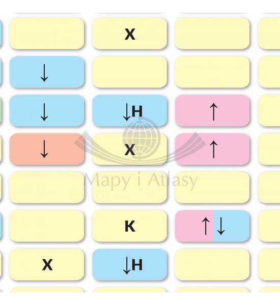 Tabela rozpuszczalności związków. Naklejka M, plansza edukacyjna. ArtGlob. Fragment 4