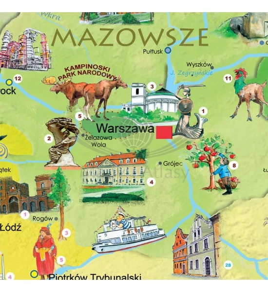 Polska Młodego Odkrywcy. Mapa dla dzieci S w ramie drewnianej. Producent: ArtGlob. Fragment 2