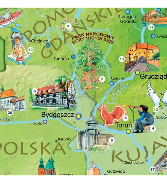 Polska Młodego Odkrywcy. Mapa dla dzieci S w ramie drewnianej. Producent: ArtGlob. Fragment 3