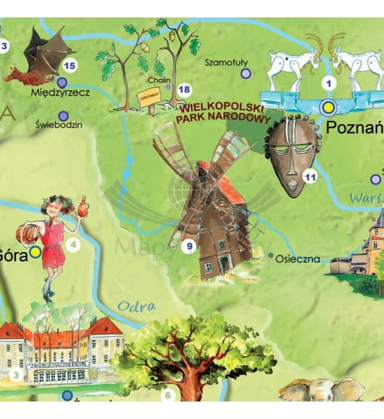 Polska Młodego Odkrywcy. Mapa dla dzieci S w ramie drewnianej. Producent: ArtGlob. Fragment 6