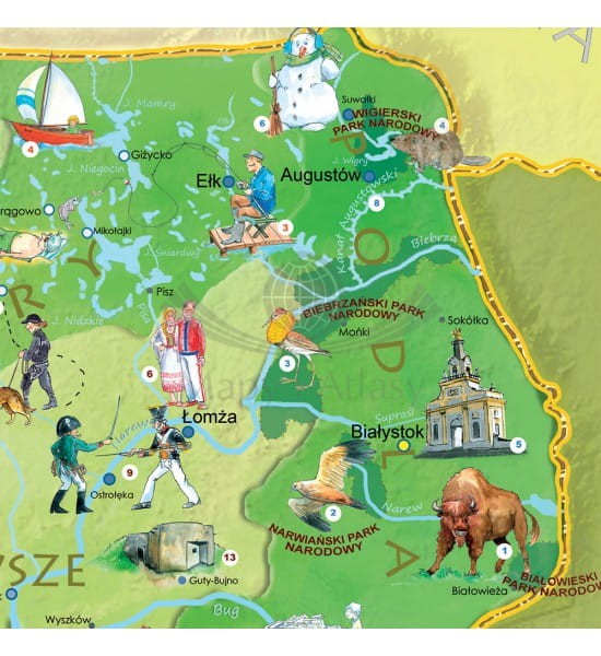 Polska Młodego Odkrywcy. Mapa dla dzieci S w wersji magnetycznej. Producent: ArtGlob. Fragment 4