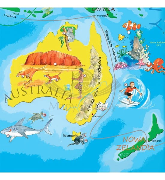 Świat Młodego Odkrywcy. Arkusz, mapa ścienna dla dzieci S. Producent: ArtGlob. Fragment 2
