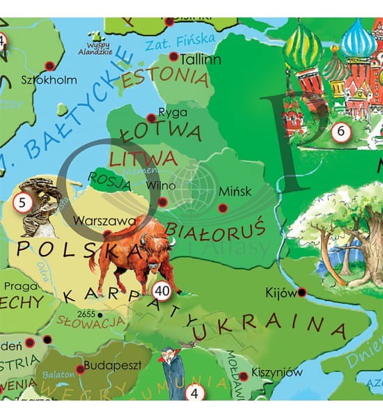 Świat Młodego Odkrywcy. Arkusz, mapa ścienna dla dzieci S. Producent: ArtGlob. Fragment 5