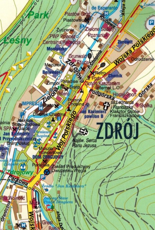 Polanica-Zdrój. Duszniki-Zdrój. Góry Stołowe. Kieszonkowa, laminowana mapa turystyczna wydawnictwa Galileos. Fragment 1