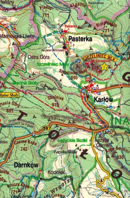 Polanica-Zdrój. Duszniki-Zdrój. Góry Stołowe. Kieszonkowa, laminowana mapa turystyczna wydawnictwa Galileos. Fragment 3