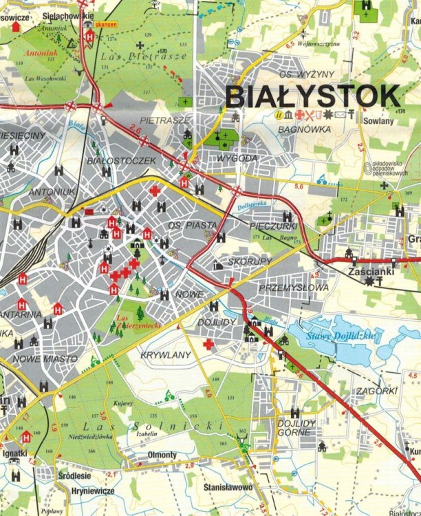Puszcza Knyszyńska 1:85 000. Mapa turystyczna wydawnictwa Cartomedia. Fragment 2