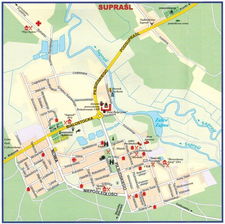Puszcza Knyszyńska 1:85 000. Mapa turystyczna wydawnictwa Cartomedia. Przykładowy plan miasta